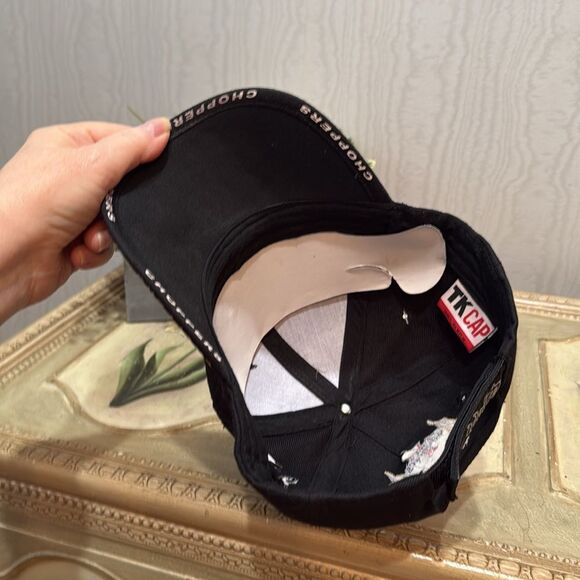 Choppers Flames Embroidered Cap Hat Adjustable Black NWT - Picture 8 of 14